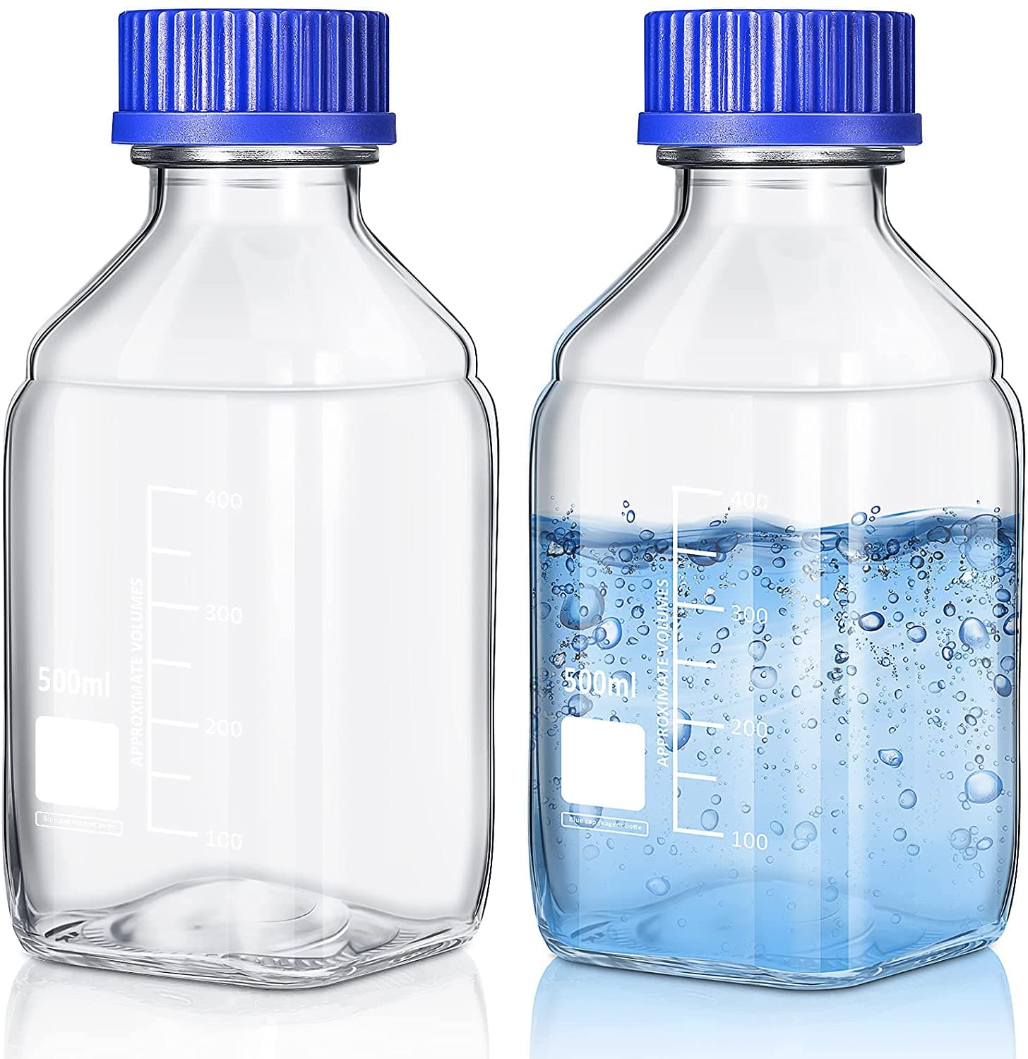 GL45 square media bottles 100/pk clear